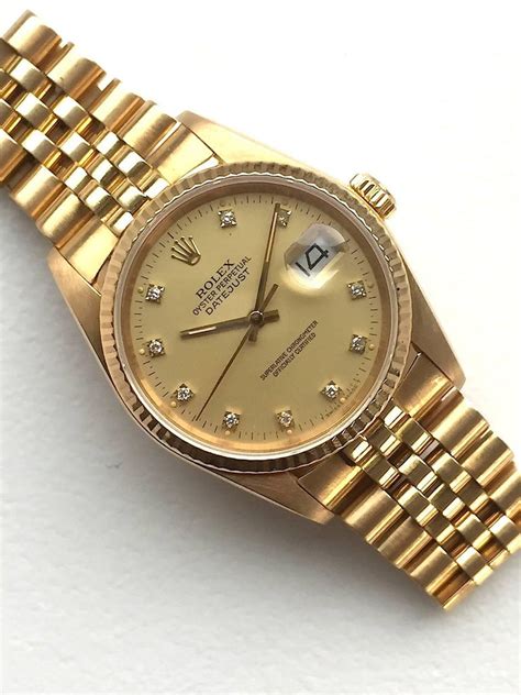 18k yellow gold oyster perpetual datejust rolex with diamond dial|Rolex Datejust 31 yellow gold.